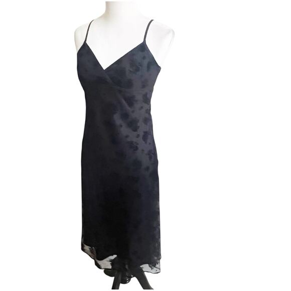 BCBG Y2K Whimsygoth Floral Dress Size 6 Black Mesh Overlay Witchy Dark Fairy - Picture 6 of 13